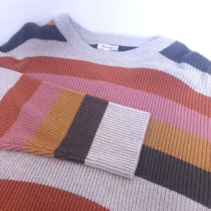 NWT Madewell Women Patch Pockets Pullover Sweater Multicolor Walton Stripe 3XL
